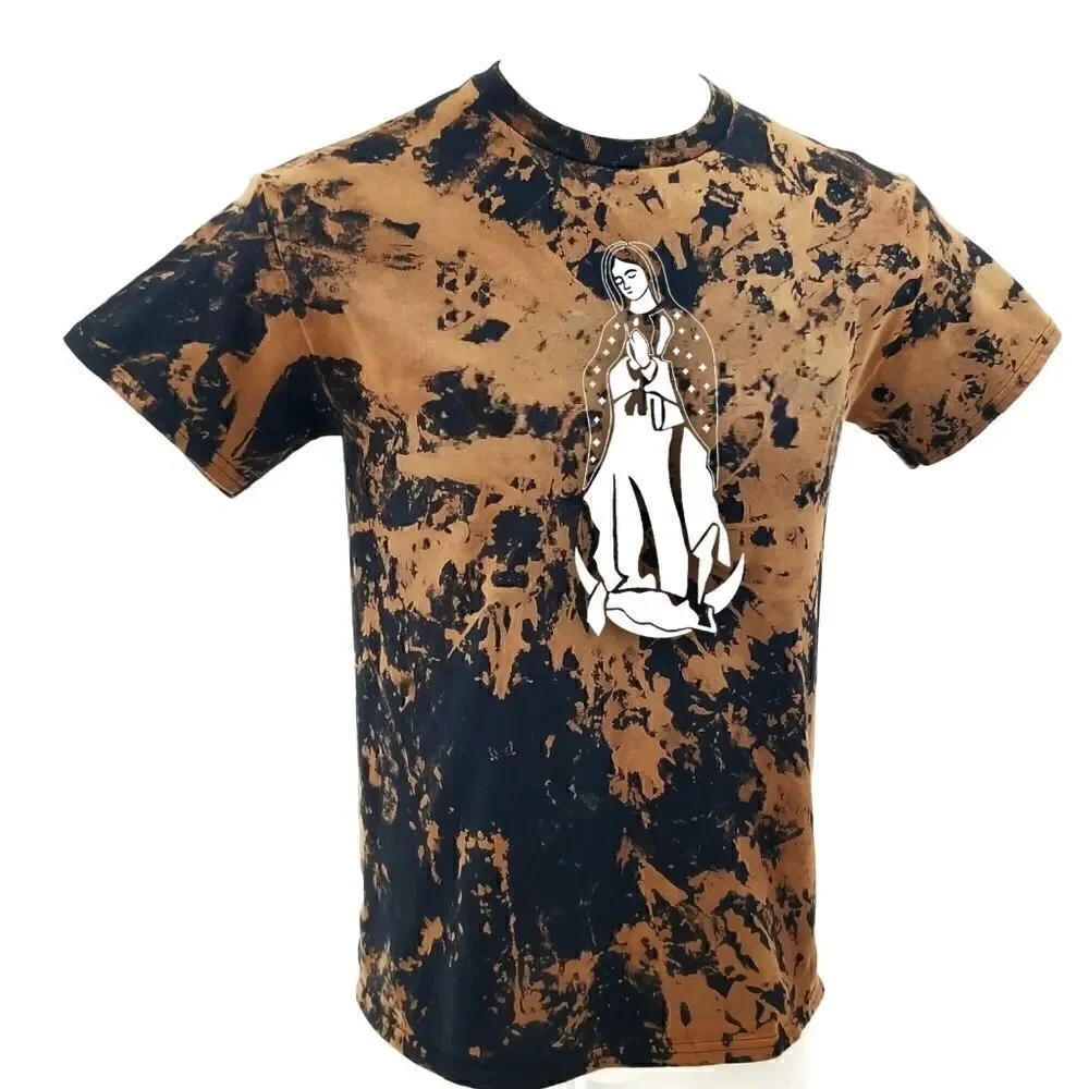 LA VIRGEN DE GUADALUPE Acid Washed T-shirt - Rock Tee Rap Tee Band Tee Punk y2k - Picture 2 of 5